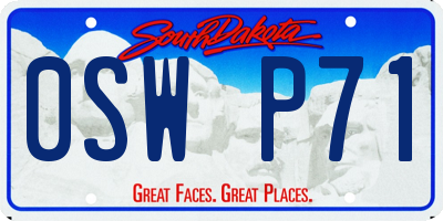 SD license plate 0SWP71