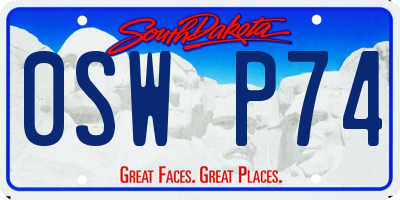 SD license plate 0SWP74