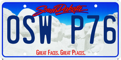 SD license plate 0SWP76