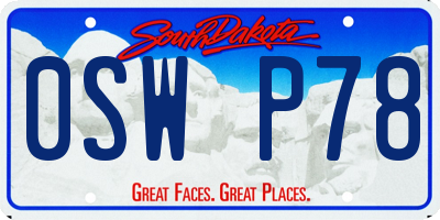 SD license plate 0SWP78