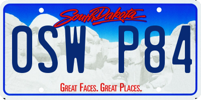 SD license plate 0SWP84