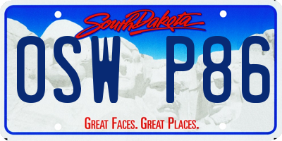 SD license plate 0SWP86