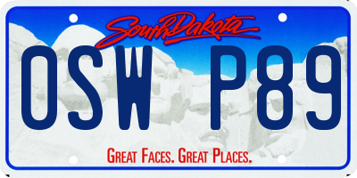 SD license plate 0SWP89
