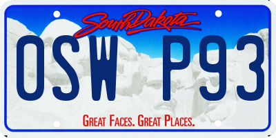 SD license plate 0SWP93