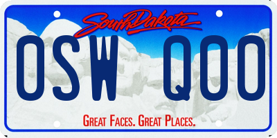 SD license plate 0SWQ00