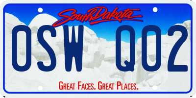 SD license plate 0SWQ02