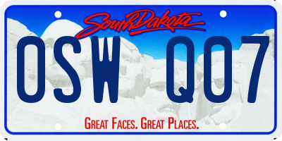 SD license plate 0SWQ07