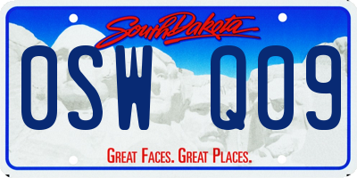 SD license plate 0SWQ09
