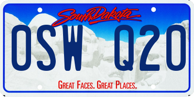 SD license plate 0SWQ20