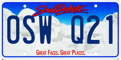 SD license plate 0SWQ21