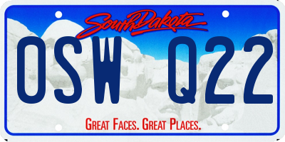 SD license plate 0SWQ22