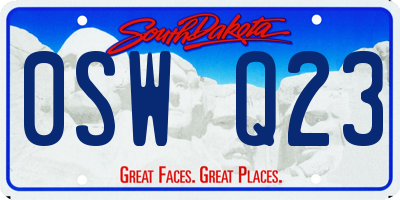 SD license plate 0SWQ23