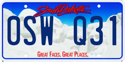 SD license plate 0SWQ31