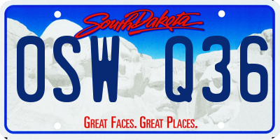 SD license plate 0SWQ36