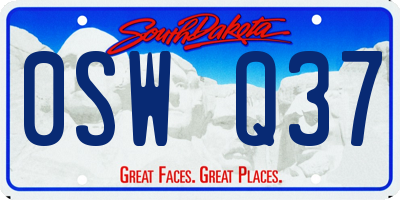 SD license plate 0SWQ37
