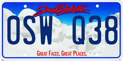 SD license plate 0SWQ38