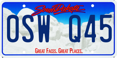 SD license plate 0SWQ45