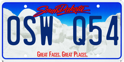 SD license plate 0SWQ54