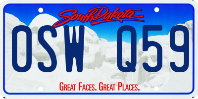 SD license plate 0SWQ59
