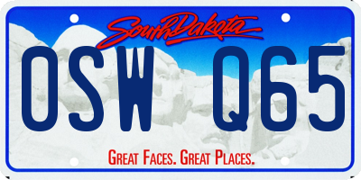 SD license plate 0SWQ65