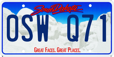 SD license plate 0SWQ71