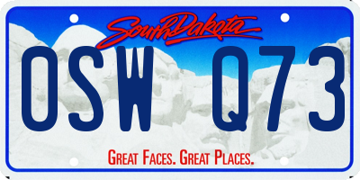 SD license plate 0SWQ73