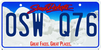 SD license plate 0SWQ76