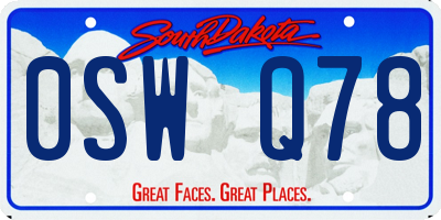 SD license plate 0SWQ78