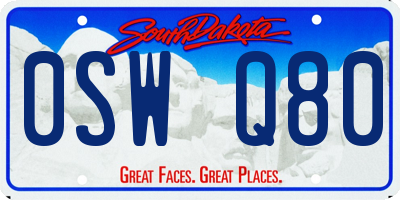 SD license plate 0SWQ80