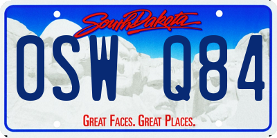 SD license plate 0SWQ84