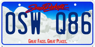 SD license plate 0SWQ86