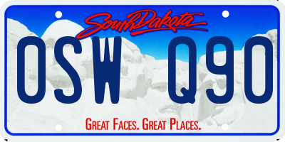 SD license plate 0SWQ90