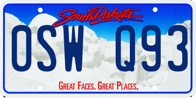 SD license plate 0SWQ93