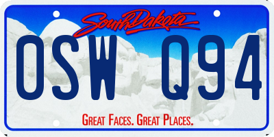 SD license plate 0SWQ94