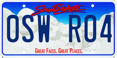 SD license plate 0SWR04