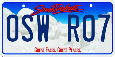 SD license plate 0SWR07