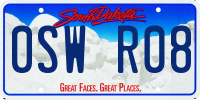 SD license plate 0SWR08
