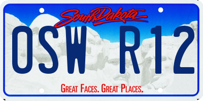 SD license plate 0SWR12