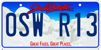 SD license plate 0SWR13
