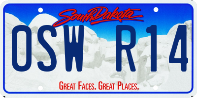 SD license plate 0SWR14