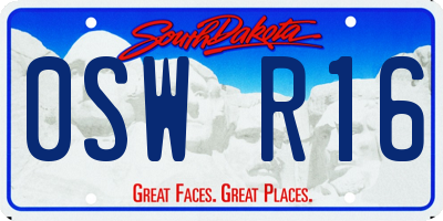 SD license plate 0SWR16