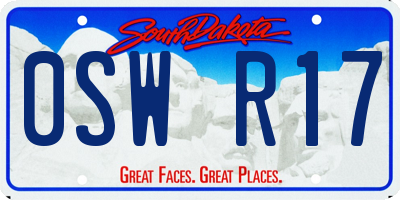 SD license plate 0SWR17