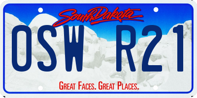 SD license plate 0SWR21