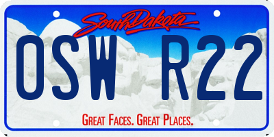 SD license plate 0SWR22