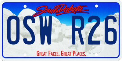 SD license plate 0SWR26