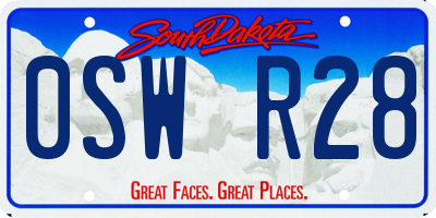 SD license plate 0SWR28