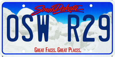 SD license plate 0SWR29