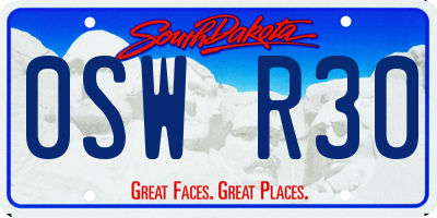 SD license plate 0SWR30