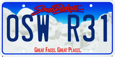 SD license plate 0SWR31