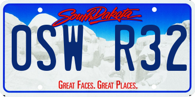 SD license plate 0SWR32